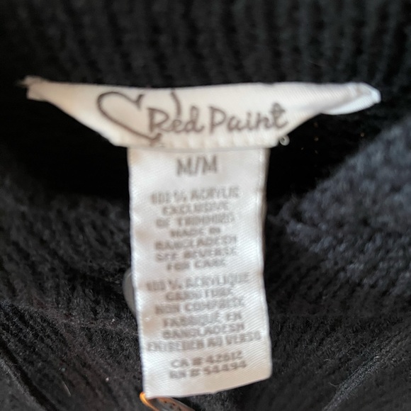 Red Paint button down hooded tunic sweater - Picture 2 of 4